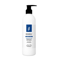 SkinHealthMD Hyaluronic Acid + Peptide Professional 16oz pump Bottle and Packaging on a Blue Background